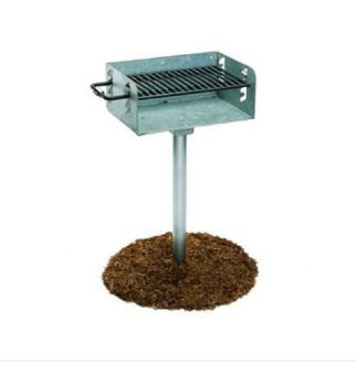 Galvanized-Rotating-Pedestal-Outdoor-Barbecue-Grill-300-Square-Inch.jpg Galvanized Rotating Pedestal Outdoor Barbecue Grill - 300 Square Inch - Image 1