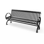 Village Slatted Metal Bench 6'